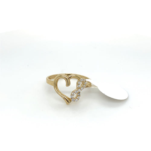 14K Gold Heart and Infinity Cz Ring