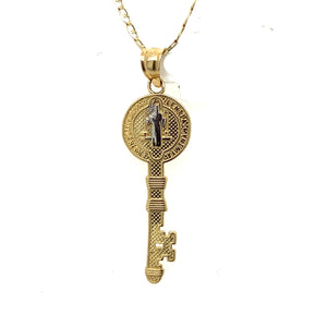 14K Gold Saint Benedict Key Pendant
