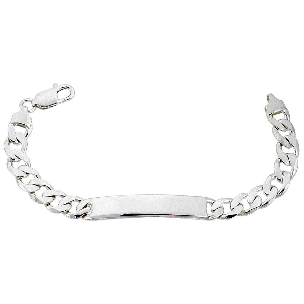 Sterling Silver ID Bracelet Curb Link 5/16 inch wide Nickel Free Italy