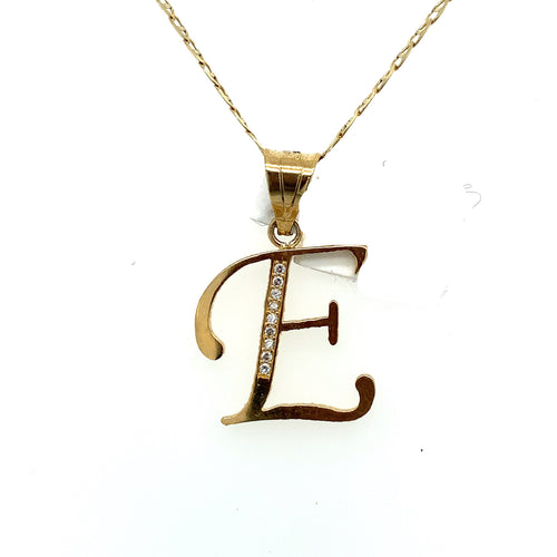 14K Gold Letter E Pendant
