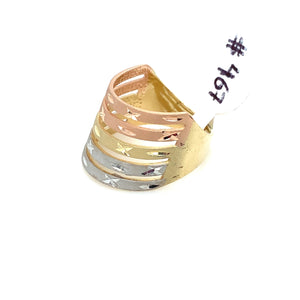 14K Tri Gold Row Ring