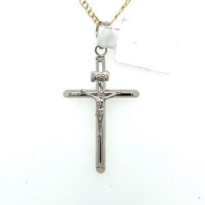 14K White Gold Christ Cross Pendant