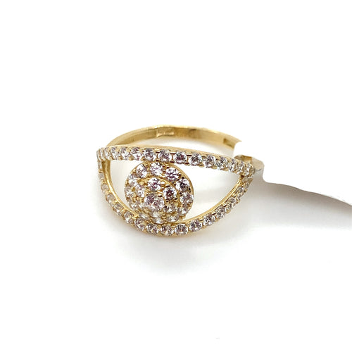 14K Gold Eye Cz Ring