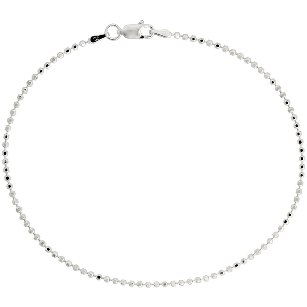 Sterling Silver Faceted Pallini Bead Ball Chain Necklaces  1.8mm Nickel Free Italy, 7-30 inch
