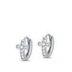 Silver CZEarrings Cross Huggie
