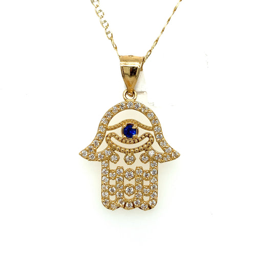 14K Hamsa hand pendant