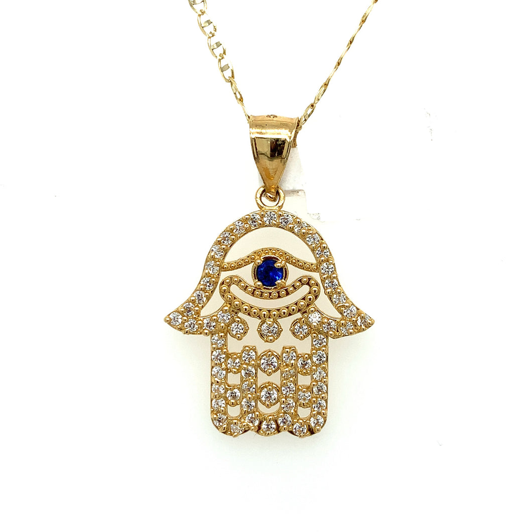 14K Hamsa hand pendant