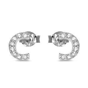 Sterling Silver C CZ Earring