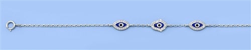 Sterling Silver Evil Eye CZ Bracelet