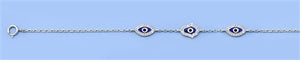 Sterling Silver Evil Eye CZ Bracelet