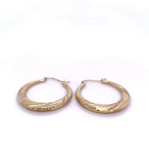 10K Diamond cut hollow hoops