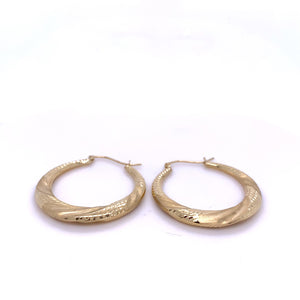 10K Diamond cut hollow hoops