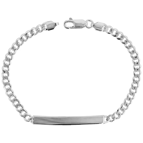 Sterling Silver ID Bracelet Curb Link Dainty 3/16 inch wide Nickel Free Italy