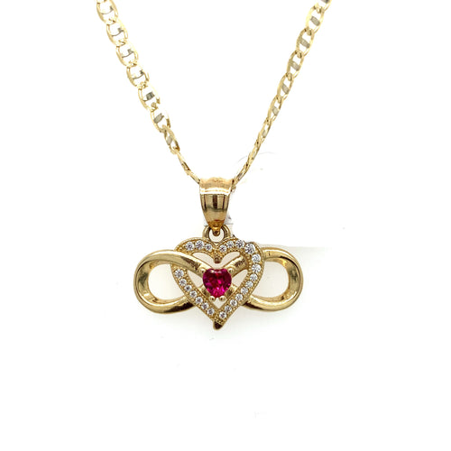 14K Gold Infinity and Heart Pendant