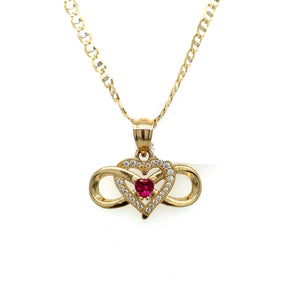 14K Gold Infinity and Heart Pendant