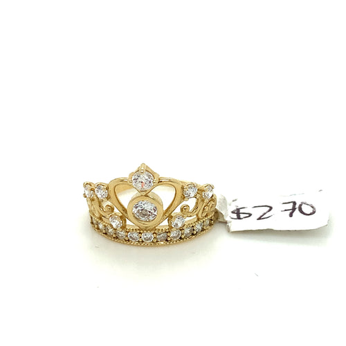 14K Gold Crown Cz Ring