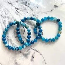 Load image into Gallery viewer, Natural Stone Blue Agate Bracelet