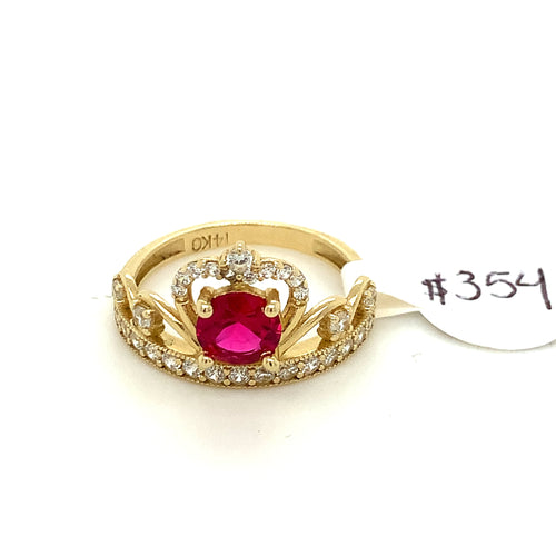 14K Gold Crown Cz Ring