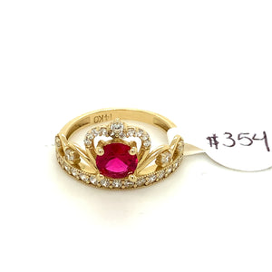 14K Gold Crown Cz Ring