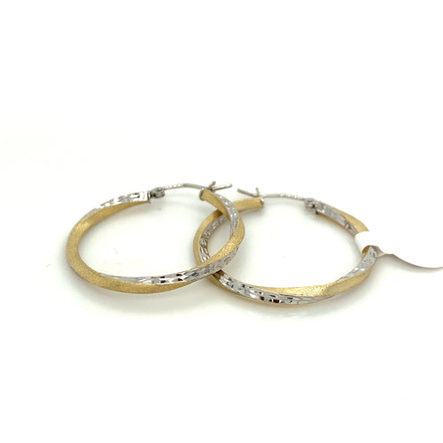 10kk Gold Diamind Cut Hoops