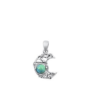 Sterling Silver Stone Moon Pendant
