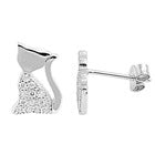 Sterling Silver Cz Cat Earring