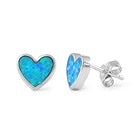Silver Lab Opal Earrings-Heart