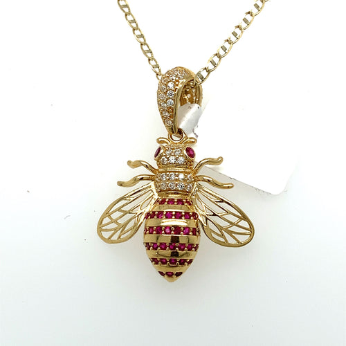 14K Gold Bee Pendant