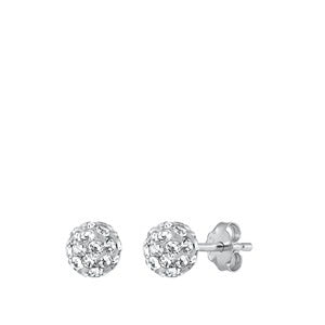 Sterling Silver Crystal Ball 4mm Earrings