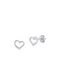 Sterling Silver Heart CZ Earrings
