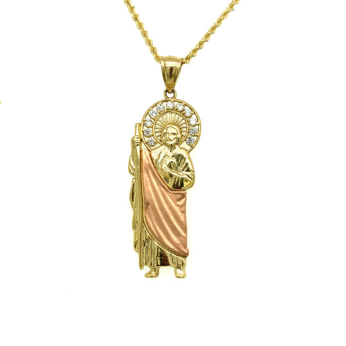 10K Gold Saint Jude Cz Pendant