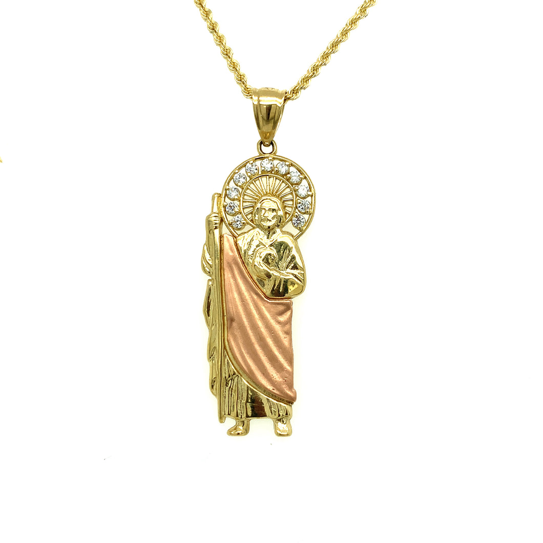 10K Gold Saint Jude Cz Pendant