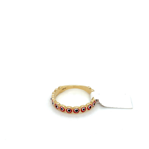 14K Gold Red Evil Eye Ring