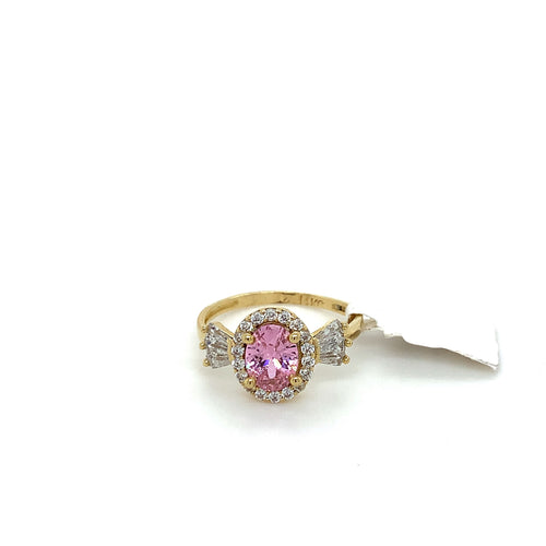 14K Gold Oval Cz Ring