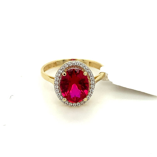 14K Gold Oval Cz Ring