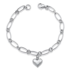 Sterling Silver Puff Heart Bracelet