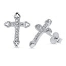 Steering Silver Cross Cz Earring