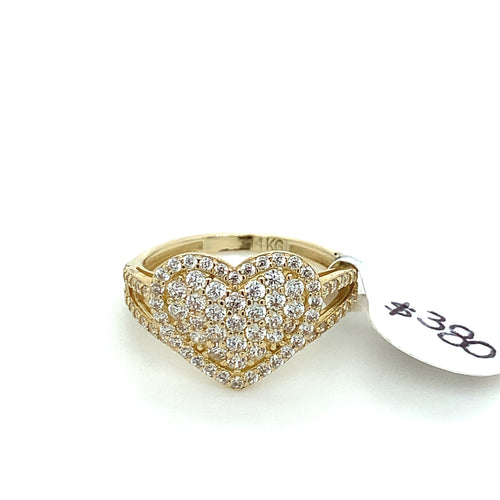 14K Gold Heart Cz Ring
