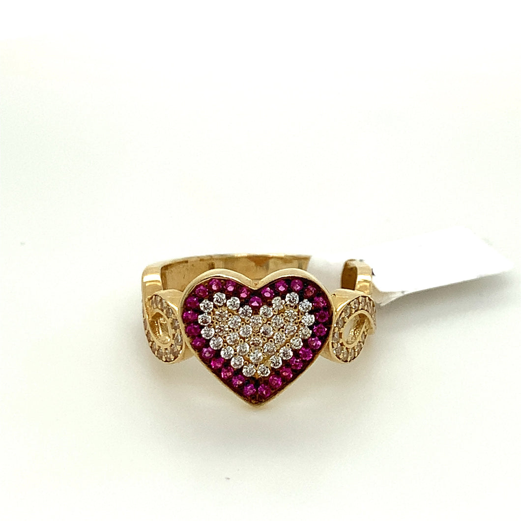 14K Gold Heart Cz Ring