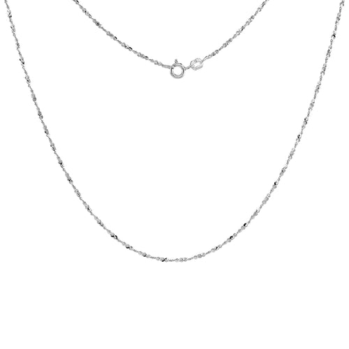 1.3mm Sterling Silver Diamond Cut Twisted Serpentine Chain