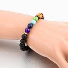 Load image into Gallery viewer, Natural Stone 7 Chakra Lava Bracelet