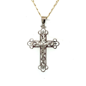 14K White Gold Cross Pendant