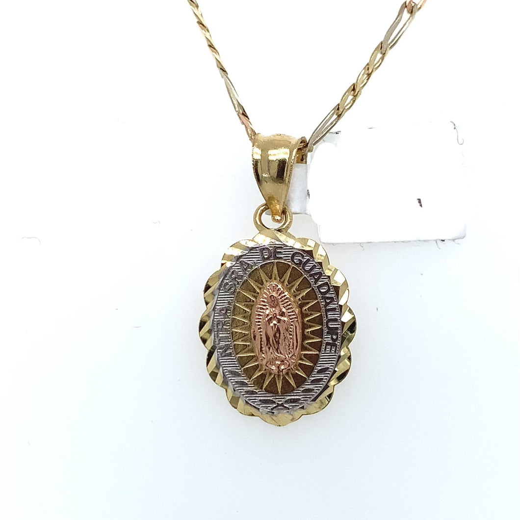 14K Gold Our Lady of Guadalupe Pendant