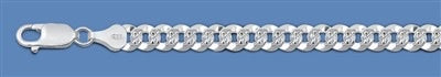 Sterling Silver 18' 6.1mm Pave Flat Curb Chain