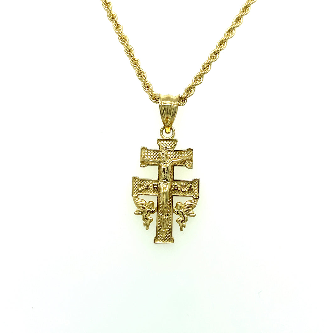 10k Gold Cross of Caravaca Pendant