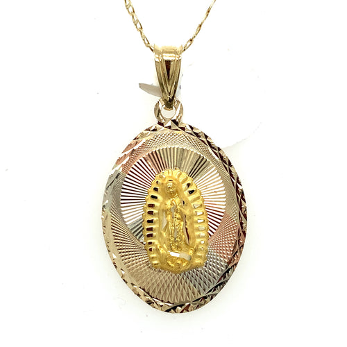 14K Gold Our Lady of Guadalupe Pendant
