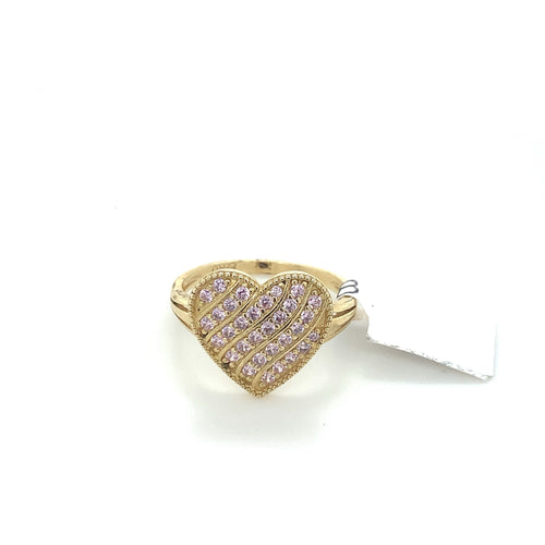 14K Gold Heart Cz Ring
