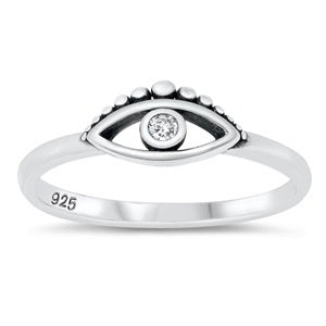 Sterling Silver CZ Eye Ring