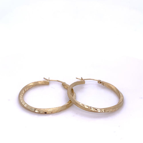 10K Diamond cut hoops