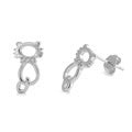 Sterling Silver CZ Cat Earring